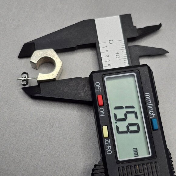 Sterling Silver Geometric C-Hoop Earrings Bold .75" Modern Hexagon Design - Picture 10 of 13